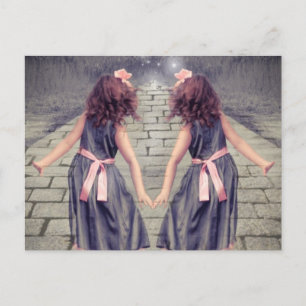 vintage gemini best friends forever Twin girls Postcard