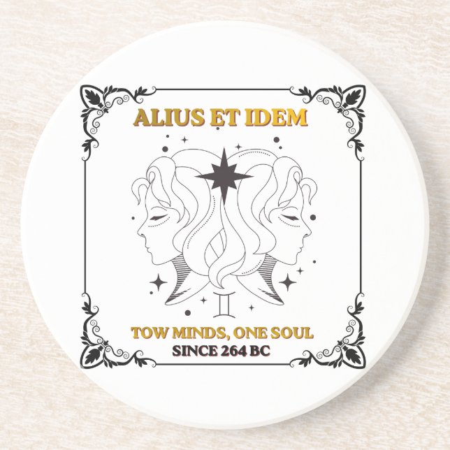 Vintage Gemini Zodiac tarot card poster  Coaster (Front)