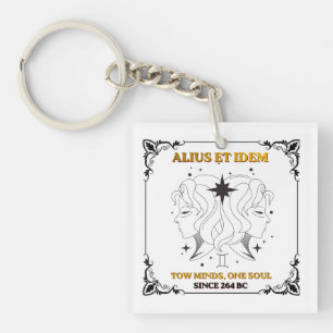 Vintage Gemini Zodiac tarot card poster Key Ring