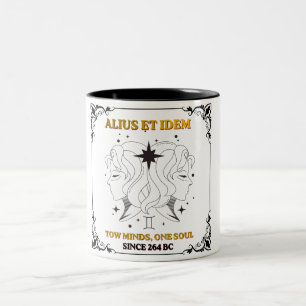 Vintage Gemini Zodiac tarot card poster  Two-Tone Coffee Mug