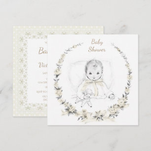 Vintage Gender Neutral Baby Shower Invitation