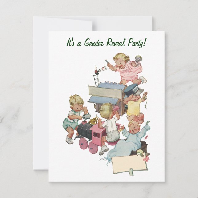 Vintage Gender Reveal Baby Shower Party Invitation (Front)