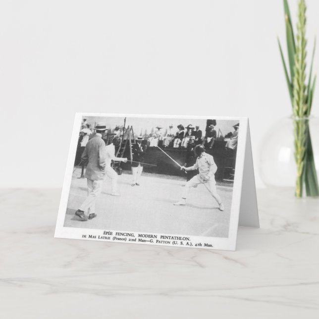 Vintage General Patton Epee Fencing Note Card (Front)