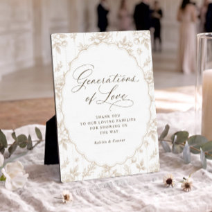 Vintage Generations of Love Beige Tan Wedding Plaque