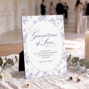 Vintage Generations of Love Light Purple Wedding Plaque