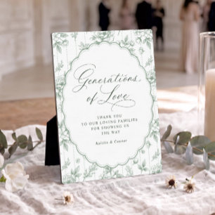 Vintage Generations of Love Sage Green Wedding Plaque