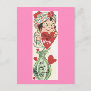 Vintage Genie Valentine Holiday Postcard