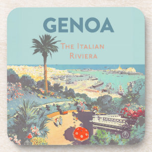 Vintage Genoa Italian Riviera Travel Poster 1931  Coaster
