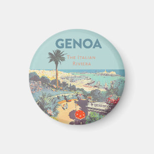 Vintage Genoa Italian Riviera Travel Poster 1931  Magnet