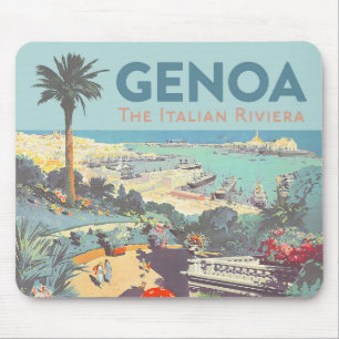 Vintage Genoa Italian Riviera Travel Poster 1931  Mouse Mat