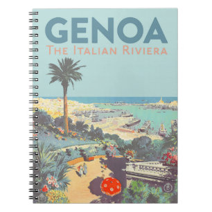 Vintage Genoa Italian Riviera Travel Poster 1931  Notebook