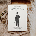 Vintage Gent | Groomsman Request Card<br><div class="desc">Ask friends and relatives to stand with you as your groomsmen with this vintage style card featuring an illustration of a gentleman in a top hat, coat and cane. Card reads "your service as a groomsman is requested at the wedding of [name] and [name]." Personalize with your names and wedding...</div>