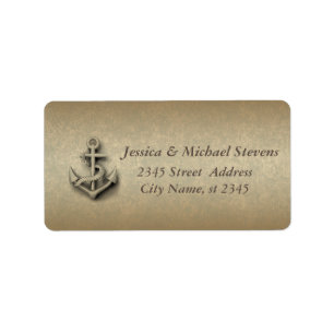 Vintage gentle faux gold wedding nautical anchor label