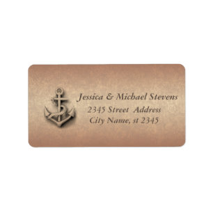 Vintage gentle rose gold wedding nautical anchor label