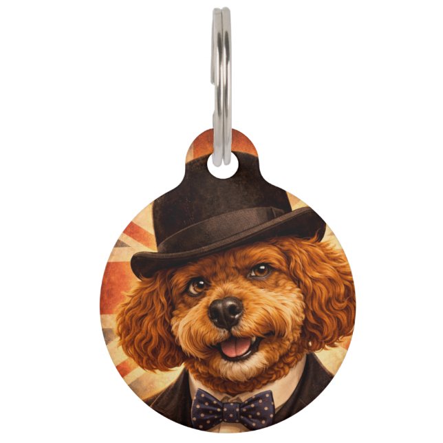 Vintage Gentleman Cockapoo Dog Tag | Retro dog tag (Front)