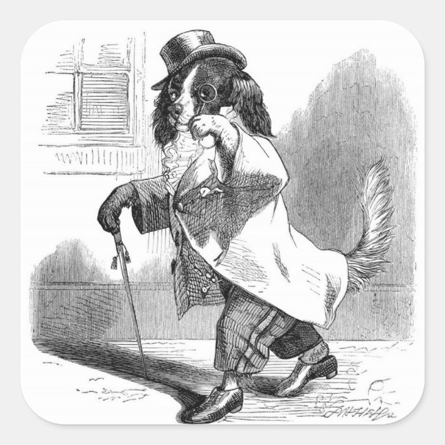 Vintage Gentleman Dog Stickers (Front)