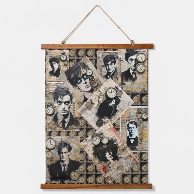 Vintage gentlemen collage hanging tapestry (Front)