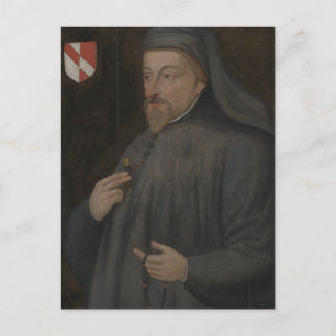Vintage Geoffrey Chaucer Portrait Painting Postcard