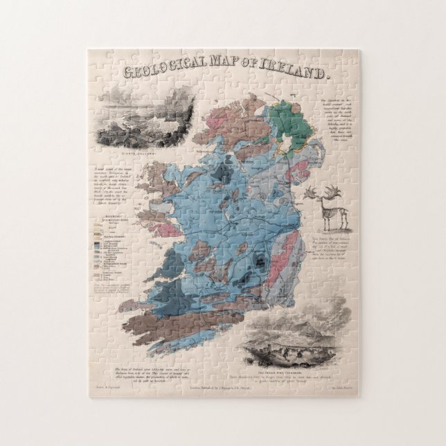 Vintage Geological Map of Ireland (1850) Jigsaw Puzzle (Vertical)