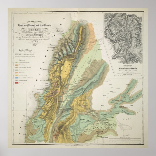 Vintage Geological Map of Lebanon (1842) Poster (Front)