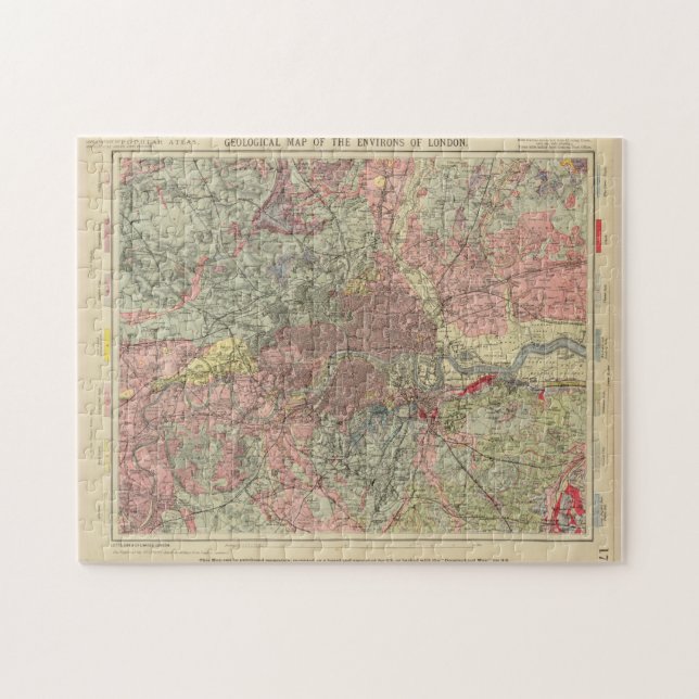 Vintage Geological Map of London (1883) Jigsaw Puzzle (Horizontal)