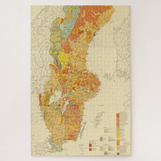 Vintage Geological Map of Sweden (1910) Jigsaw Puzzle (Vertical)