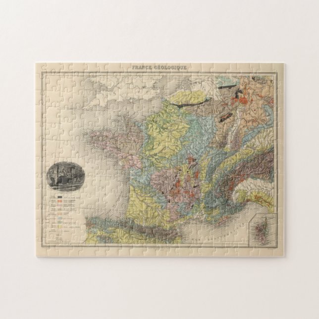 Vintage Geology Map of France (1892) Jigsaw Puzzle (Horizontal)