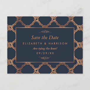 Vintage Geometric Art Deco Gatsby Save The Date Announcement Postcard