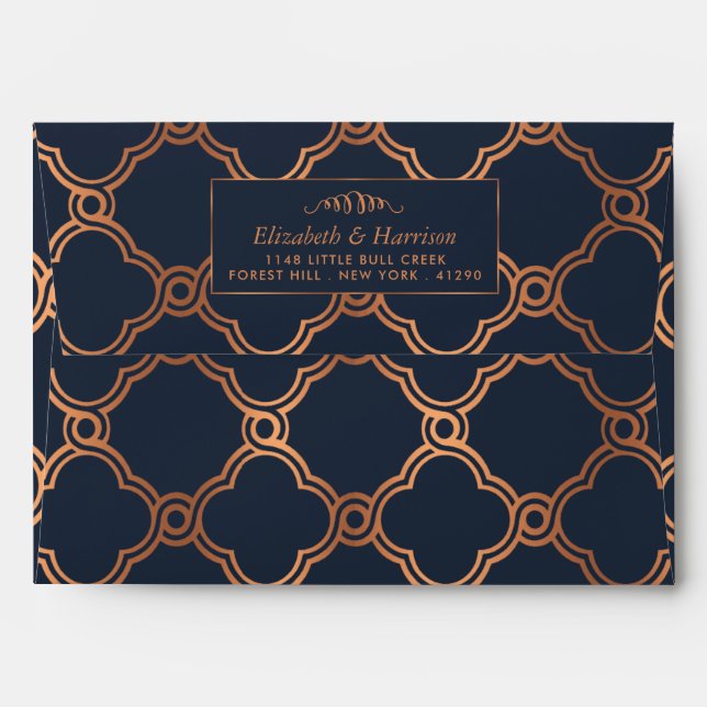 Vintage Geometric Art Deco Gatsby Wedding Envelope (Back (Top Flap))