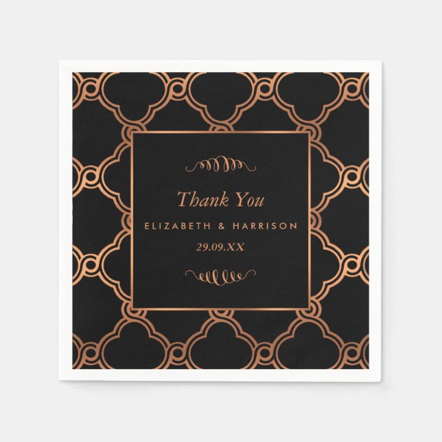 Vintage Geometric Art Deco Gatsby Wedding Napkin (Front)