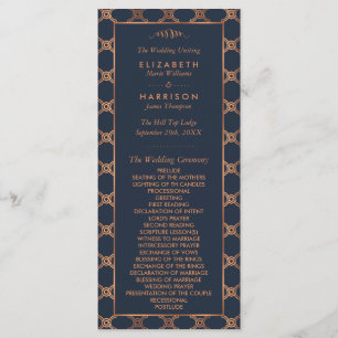 Vintage Geometric Art Deco Gatsby Wedding Program Programme