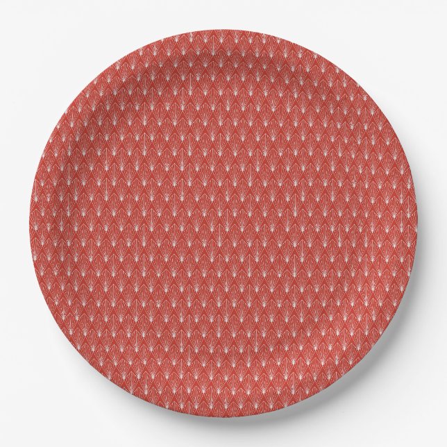 Vintage Geometric Art Deco Pattern  Paper Plate (Front)