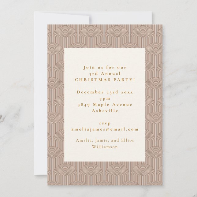 Vintage Geometric Brown Arch Lines Christmas Party Invitation (Front)