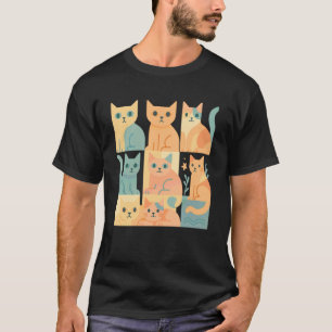 Vintage Geometric Cat Abstract Kitten Classic Cute T-Shirt