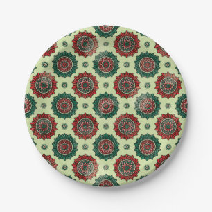 Vintage Geometric Circle Dots Boho Mandala  Paper Plate