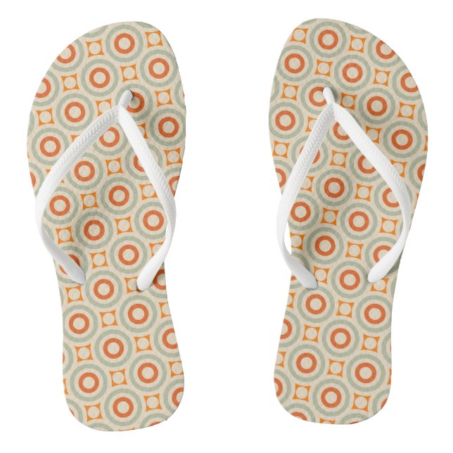 Vintage Geometric Circle Pattern Flip Flops (Footbed)