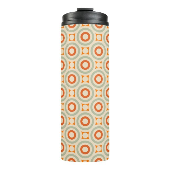 Vintage Geometric Circle Pattern Thermal Tumbler (Front)