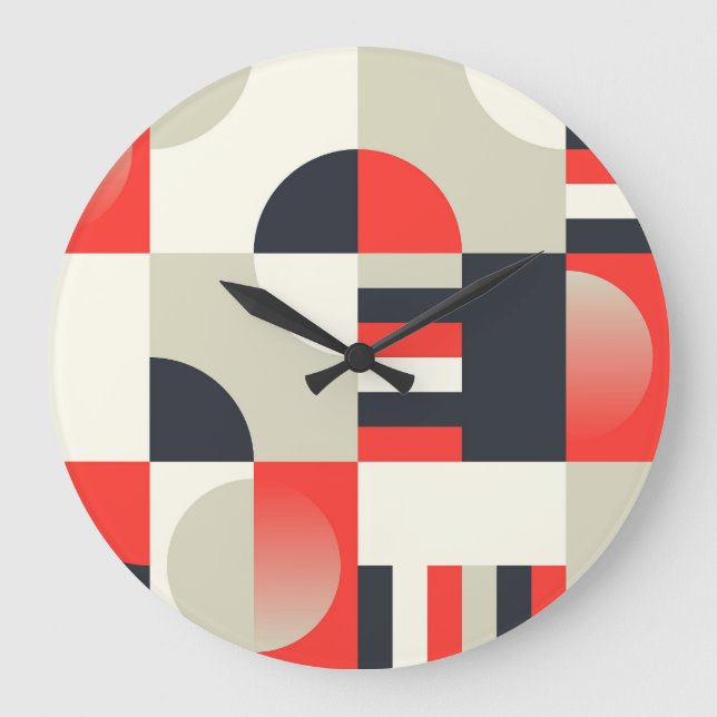 Vintage geometric design: abstract shape backgroun large clock (Front)