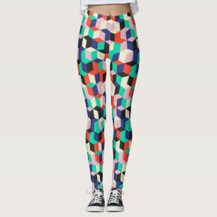 Vintage geometric, diamond shape pattern. leggings