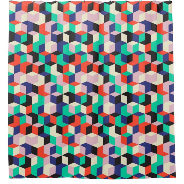 Vintage geometric, diamond shape pattern. shower curtain (Front)