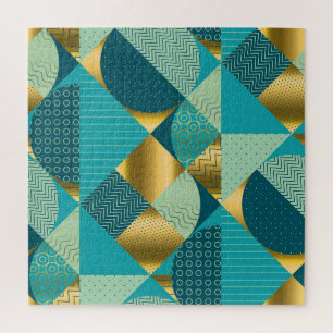 Vintage geometric fabric, seamless patchwork. jigsaw puzzle