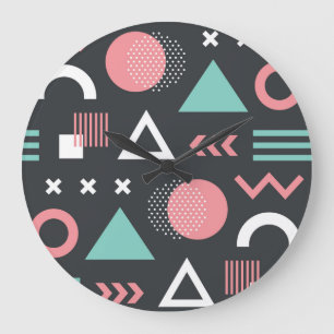Vintage geometric figures: seamless design. large clock