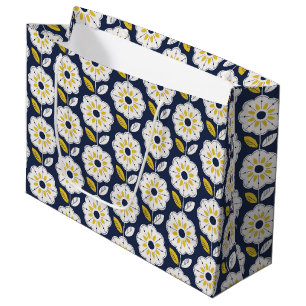 Vintage Geometric Flower Pattern Large Gift Bag