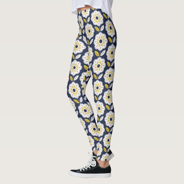 Vintage Geometric Flower Pattern Leggings (Left)