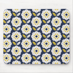 Vintage Geometric Flower Pattern Mouse Mat
