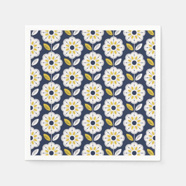 Vintage Geometric Flower Pattern Napkin (Front)