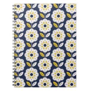 Vintage Geometric Flower Pattern Notebook