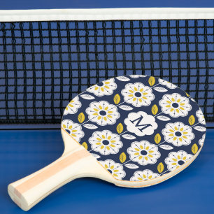 Vintage Geometric Flower Pattern Ping Pong Paddle
