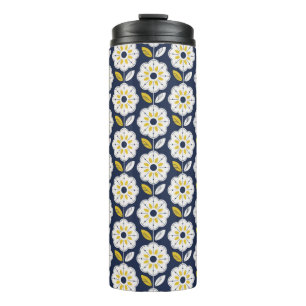 Vintage Geometric Flower Pattern Thermal Tumbler