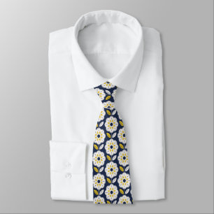 Vintage Geometric Flower Pattern Tie